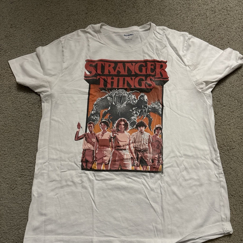 White and Red Stranger Things Graphic Tee